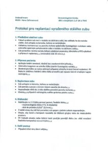 Protokol po replantaci vyraženého stálého zubu